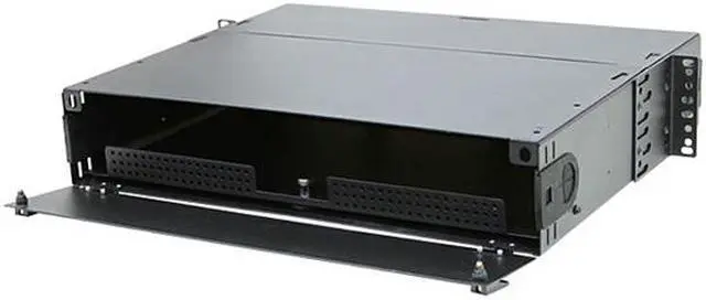 Alt view image 5 of 7 - Nippon Labs Rack Mount FDU 2RU With Slide Out Fiber Patch Panel - Tray, Holds 6 Panels, Max. 144F, 3.5"H x 17"W x 14"D - Black