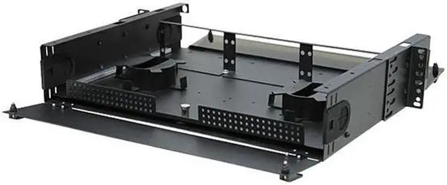 Alt view image 6 of 7 - Nippon Labs Rack Mount FDU 2RU With Slide Out Fiber Patch Panel - Tray, Holds 6 Panels, Max. 144F, 3.5"H x 17"W x 14"D - Black