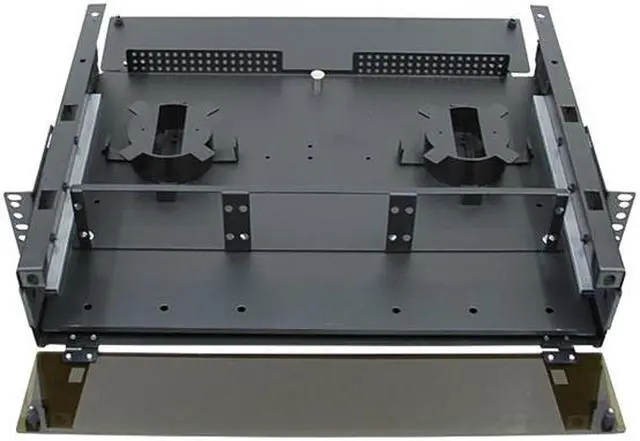Alt view image 7 of 7 - Nippon Labs Rack Mount FDU 2RU With Slide Out Fiber Patch Panel - Tray, Holds 6 Panels, Max. 144F, 3.5"H x 17"W x 14"D - Black