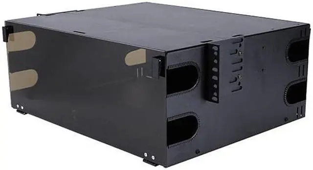 Alt view image 5 of 7 - Nippon Labs Rack Mount FDU 4RU With Slide Out Fiber Patch Panel - Tray, Holds 12 Panels, Max. 288F, 7"H x 19"W x 14"D - Black