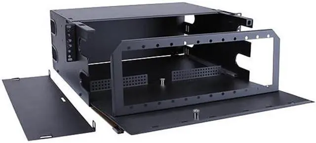 Alt view image 7 of 7 - Nippon Labs Rack Mount FDU 4RU With Slide Out Fiber Patch Panel - Tray, Holds 12 Panels, Max. 288F, 7"H x 19"W x 14"D - Black