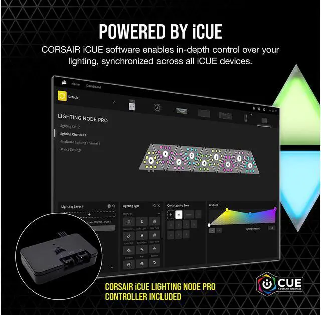 Alt view image 4 of 8 - CORSAIR iCUE LC100 Case Accent Lighting Panels - Mini Triangle - 9x Tile Starter Kit