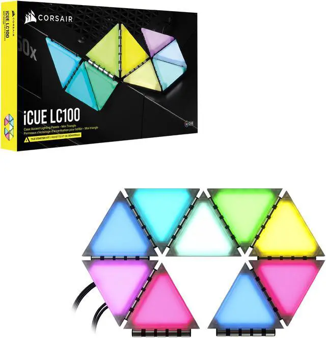 Alt view image 8 of 8 - CORSAIR iCUE LC100 Case Accent Lighting Panels - Mini Triangle - 9x Tile Starter Kit