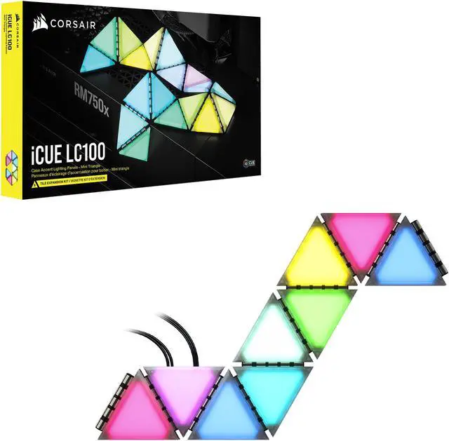 Alt view image 8 of 8 - CORSAIR iCUE LC100 Case Accent Lighting Panels - Mini Triangle - 9x Tile Expansion Kit