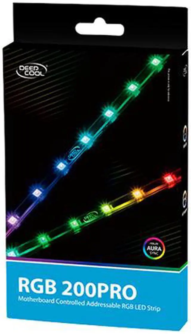 Alt view image 6 of 6 - DEEPCOOL Addressable RGB LED 35cm Lighting Strip with Built-in Magnet or Support Adhesive Strips Motherboard Sync