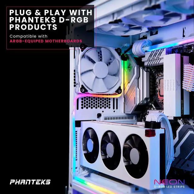 Alt view image 2 of 4 - Phanteks NEON Digital-RGB LED Strip Combo Set – 2x 400mm Smooth lighting strip, full color range, flexible mounting, White