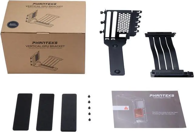 Alt view image 5 of 5 - Phanteks Gen4 Vertical GPU Bracket, 220mm Flat Line PCI-E Gen4 x16 Riser Cable Kit, Black