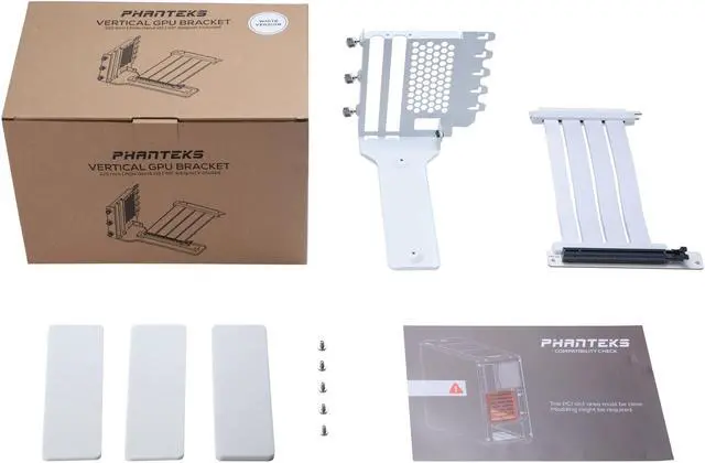 Alt view image 5 of 5 - Phanteks Gen4 Vertical GPU Bracket, 220mm Flat Line PCI-E Gen4 x16 Riser Cable Kit, White