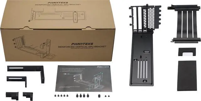 Alt view image 4 of 4 - Phanteks Gen4 Vertical GPU Bracket Reinforced, 220mm Flat Line PCI-E Gen4 x16 Riser Cable Kit, Black