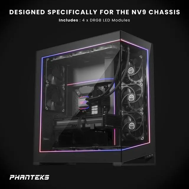 Alt view image 2 of 4 - Phanteks NV9 Premium DRGB Kit, 4x D/A-RGB LED modules for NV9 outer frame, Black