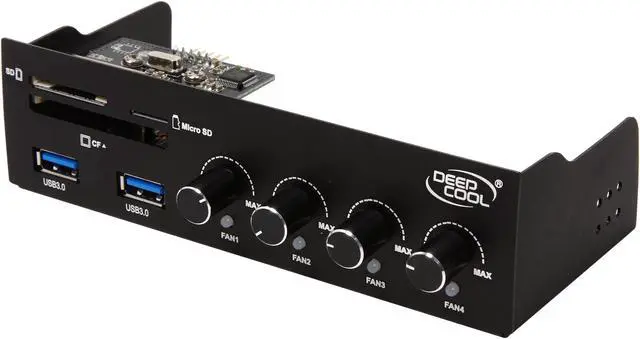 Main image of DEEPCOOL ROCK MASTER V3.0 Fan Control Panel 5.25" Bay 4 Channel Fan Controller with Multi-functional Card Reader and 2 USB 3.0 Ports