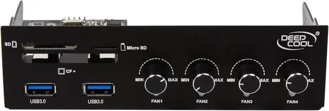 Alt view image 2 of 6 - DEEPCOOL ROCK MASTER V3.0 Fan Control Panel 5.25" Bay 4 Channel Fan Controller with Multi-functional Card Reader and 2 USB 3.0 Ports
