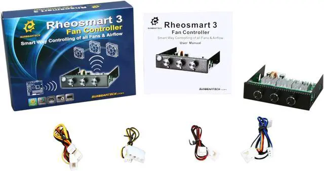 Alt view image 5 of 5 - Rheosmart 3 Fan Controller 3.5" Bay 3 Channel 30W Fan Controller Panel (Black)