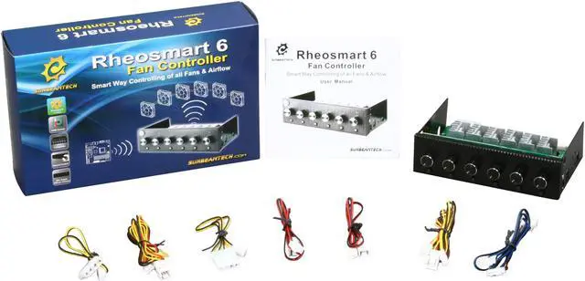 Alt view image 5 of 5 - Rheosmart 6 Fan Controller 5.25" Bay 6 Channel 30W Fan Controller Panel (Black)