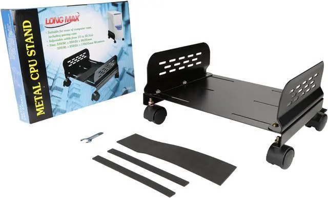 Alt view image 5 of 5 - Syba SY-ACC65079 Metal Mobile Desktop Tower Computer Rolling Stand with Adjustable Width and Caster Wheels