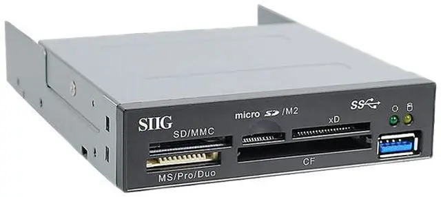 Alt view image 2 of 3 - SIIG JU-MR0A11-S1 USB 3.0 Internal Bay Multi Card Reader Panel