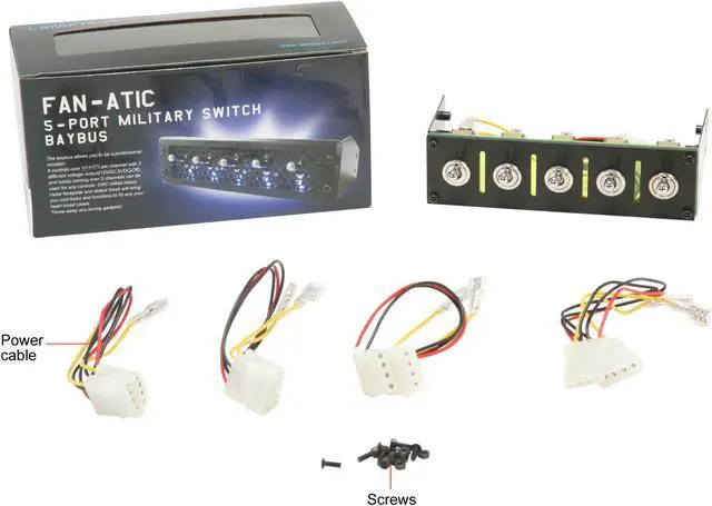 Alt view image 9 of 9 - Lamptron 5.25" 5-channel fan controller, 100w/channel, on/off switch, molex 4-pin fan connectors