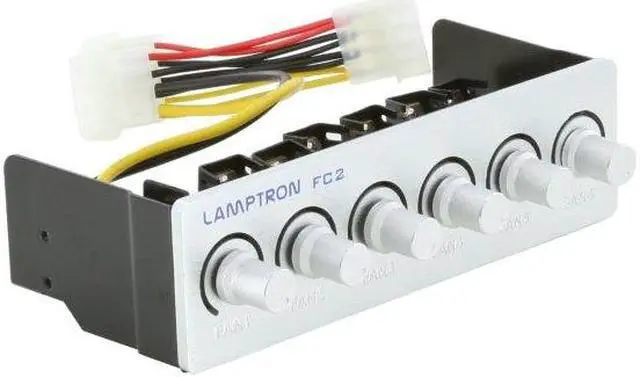Alt view image 7 of 9 - Lamptron 5.25" 6-channel fan controller, 45w/channel, 3-pin fan & molex power connector