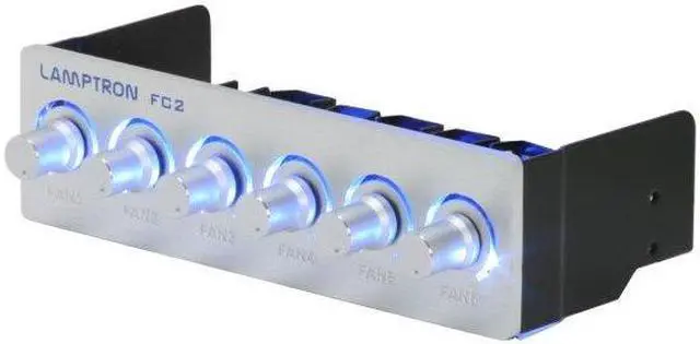 Alt view image 8 of 9 - Lamptron 5.25" 6-channel fan controller, 45w/channel, 3-pin fan & molex power connector