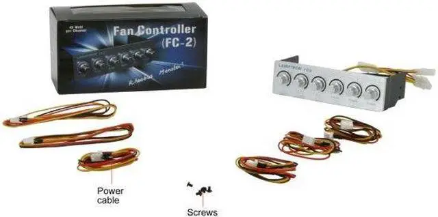 Alt view image 9 of 9 - Lamptron 5.25" 6-channel fan controller, 45w/channel, 3-pin fan & molex power connector