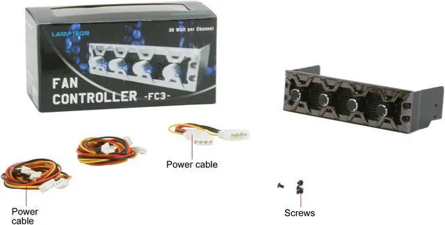 Alt view image 10 of 10 - Lamptron 5.25" 4-channel fan controller, 30w/channel, 3-pin fan & molex power connector