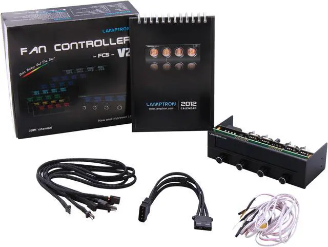 Alt view image 6 of 6 - Lamptron FC5 V2 Black Fan Controller, 4 Channels 30W per Channel, LCD Display w/ 7 Colors, Aluminum Front Bezel, Large Display for Fan Speed, Voltage, plus Temperature & Fan Failure Alarm