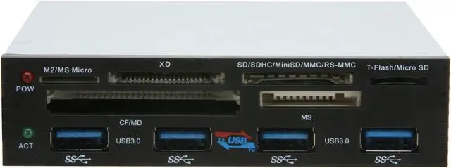 Alt view image 2 of 5 - 4-port PCI-e Interface USB 3.0 Bay Hub with 6-slot Card Reader
