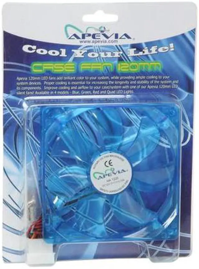 Alt view image 5 of 5 - APEVIA CF12SL-UBL Blue LED Cooling Fan