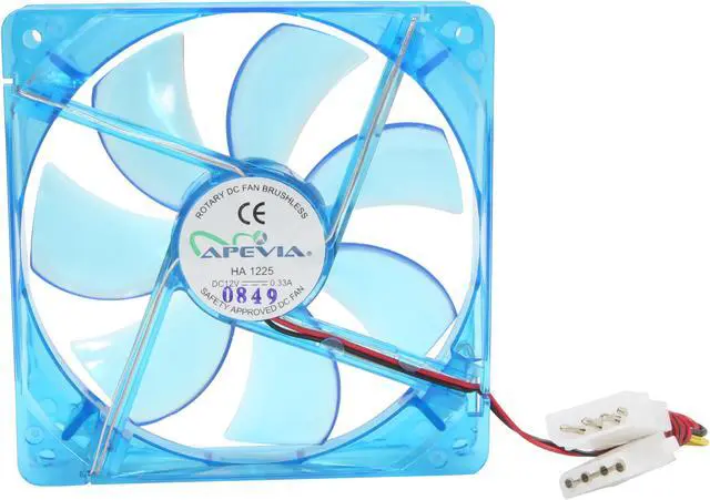 Alt view image 4 of 5 - APEVIA CF12SL-UBL Blue LED Cooling Fan
