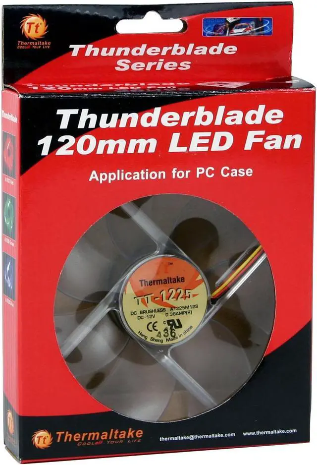 Alt view image 4 of 4 - Thermaltake A1927 120mm Red LED Case Fan