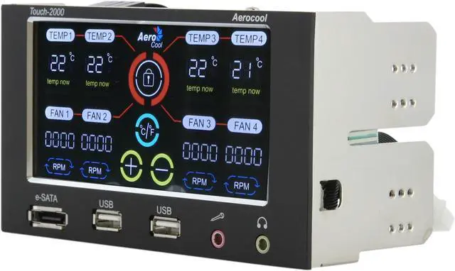 Alt view image 2 of 9 - AeroCool Touch-2000 LCD Panel Touch Screen Fan Controller