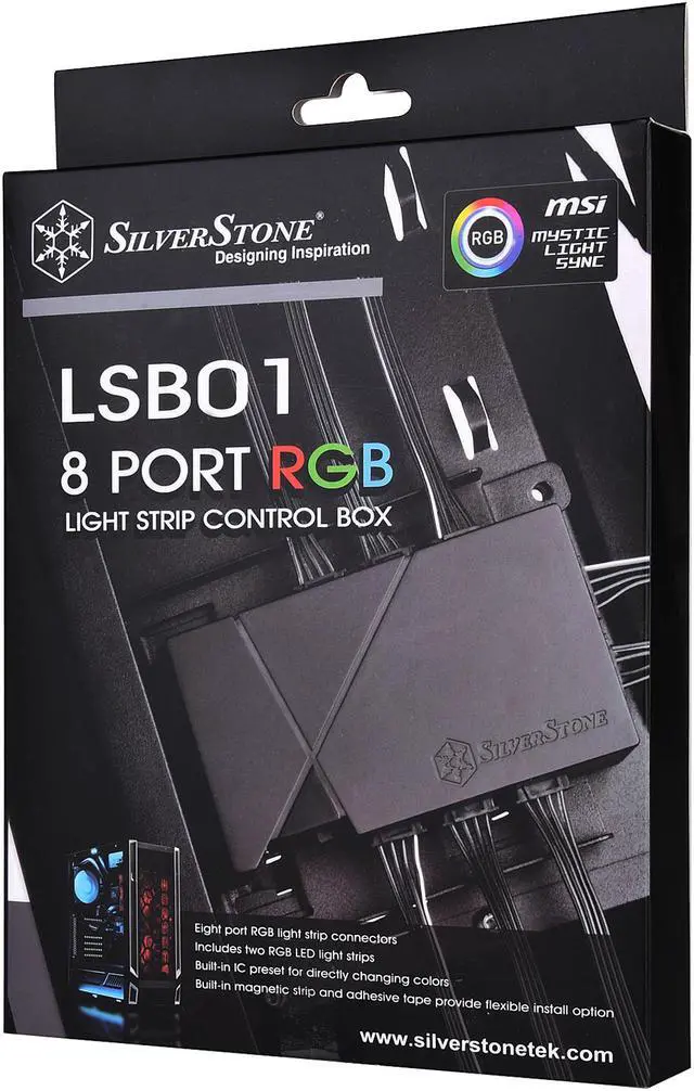 Alt view image 8 of 8 - Silverstone SST-LSB01 RGB Light Strip Control Box with 8 Port Signal Control