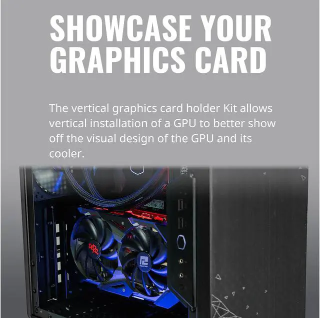 Alt view image 2 of 10 - Cooler Master MasterAccessory Vertical Graphics Card Holder Kit Ver 2 with Premium Riser Cable PCI-E 3.0 x16 - 165mm, Compatible with all Standard ATX Chassis