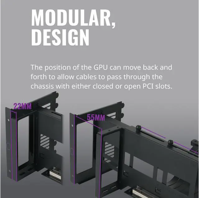 Alt view image 3 of 10 - Cooler Master MasterAccessory Vertical Graphics Card Holder Kit Ver 2 with Premium Riser Cable PCI-E 3.0 x16 - 165mm, Compatible with all Standard ATX Chassis
