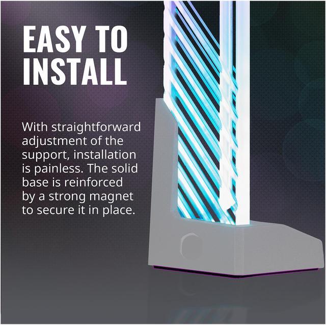 Alt view image 11 of 16 - Cooler Master MasterAccessory ARGB GPU Support Bracket, Edge-Lit ARGB Tempered Glass, Universal GPU Bracket, Multiple Orientations