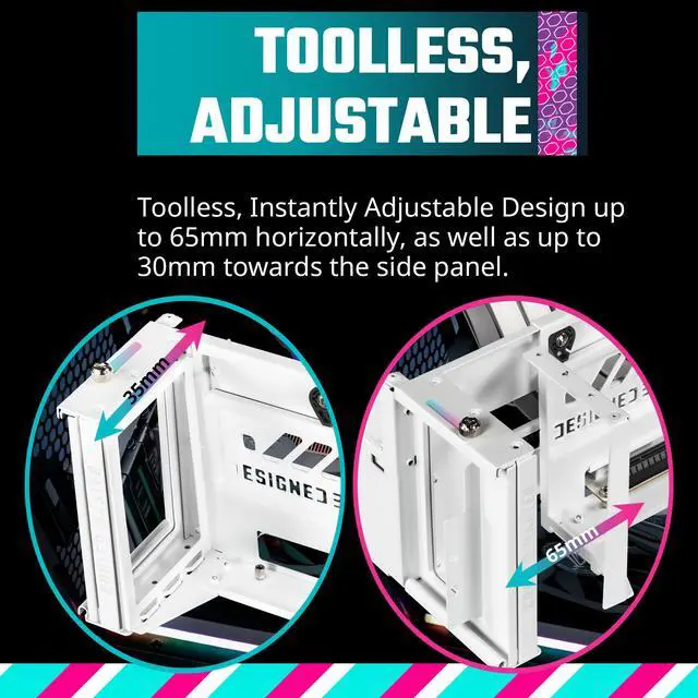 Alt view image 4 of 11 - Cooler Master MasterAccessory Vertical Graphics Card Holder Kit V3 White with Premium Riser Cable PCI-E 4.0 x16 - 165mm, Compatibility PCIe 4.0 and older for E-ATX, ATX , Micro ATX Chassis (MCA-U000R-WFVK03)