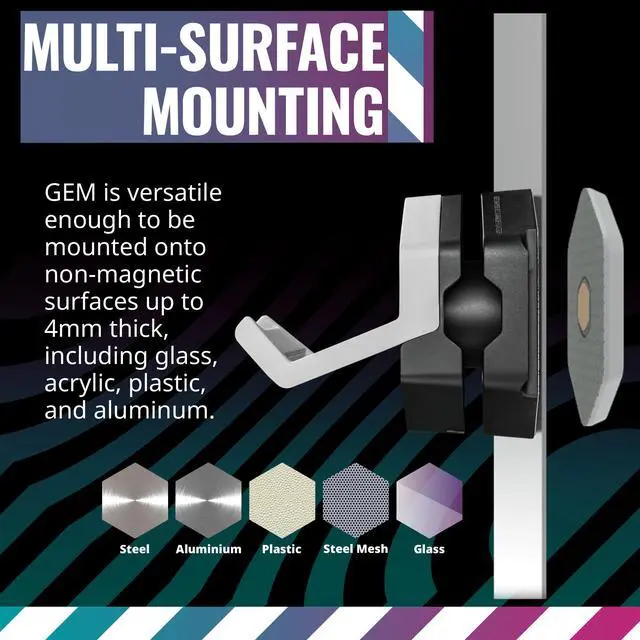 Alt view image 5 of 11 - Cooler Master MasterAccessory GEM Magnetized Multi-Surface Mounting Gaming Storage for Peripherals, Gamepads, Headsets, VR Headsets, Mobile Phones, Rubberized Protective Arms (MCA-U000R-KPHK00)