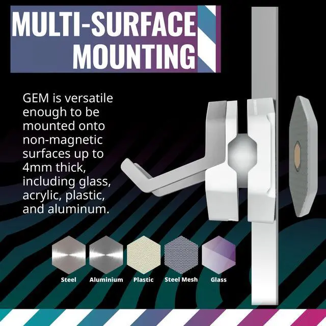 Alt view image 5 of 11 - Cooler Master MasterAccessory GEM White Magnetized Multi-Surface Mounting Gaming Storage for Peripherals, Gamepads, Headsets, VR Headsets, Mobile Phones, Rubberized Protective Arms (MCA-U000R-WPHK00)