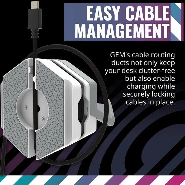 Alt view image 7 of 11 - Cooler Master MasterAccessory GEM White Magnetized Multi-Surface Mounting Gaming Storage for Peripherals, Gamepads, Headsets, VR Headsets, Mobile Phones, Rubberized Protective Arms (MCA-U000R-WPHK00)