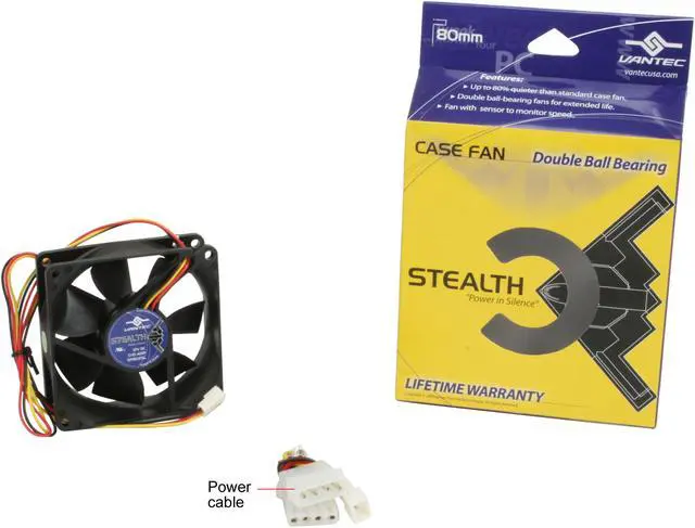 Alt view image 6 of 6 - Vantec Stealth 80mm Double Ball Bearing Silent Case Fan - Model SF8025L