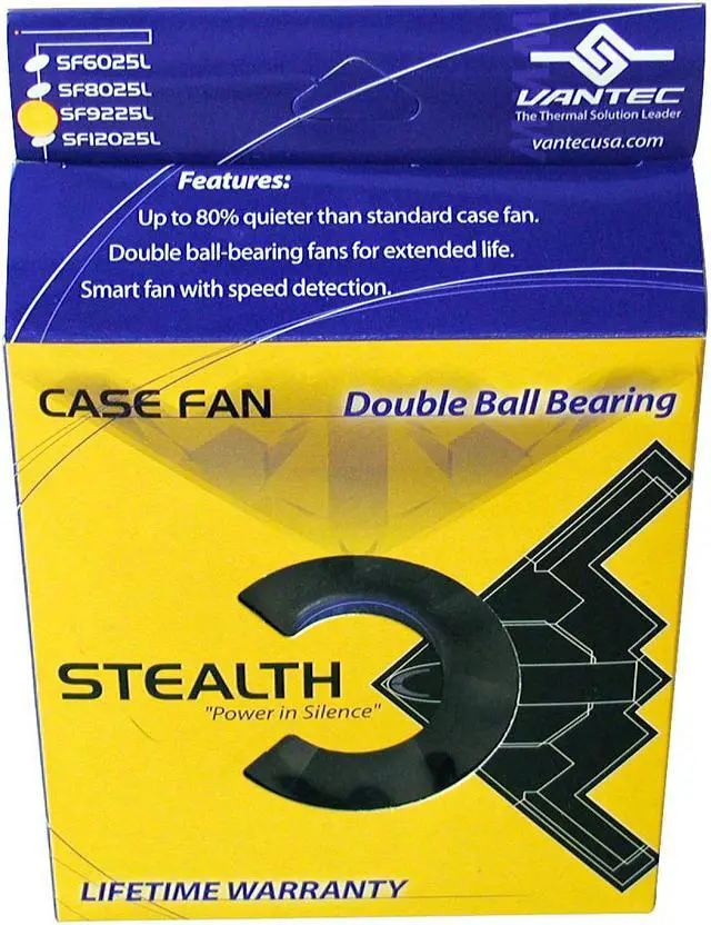 Alt view image 3 of 3 - Vantec Stealth 92 mm Double Ball Bearing Silent Case Fan - Model SF9225L