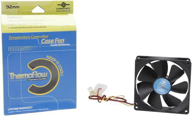 Alt view image 6 of 5 - Vantec Thermoflow 92mm Double Ball BearingTemperature Controlled Case Fan - Model TF9225L
