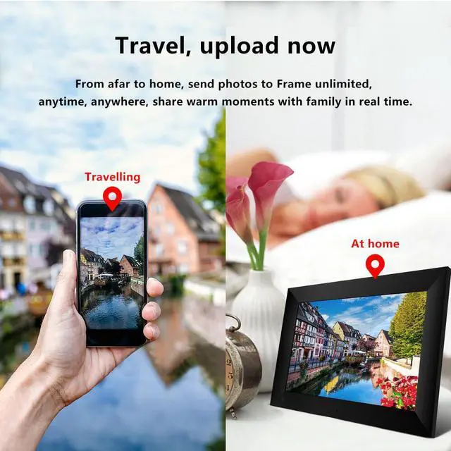 Alt view image 4 of 7 - TakeIt WiFi Digital Picture Frame 10.1 inch Digital Photo Video Cloud Frame 16GB HD 1080P 800x1280 IPS LCD Touch Screen Auto-Rotate Adjustable Brightness Black