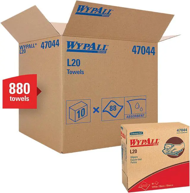 Main image of Kimberly Clark 47044 9.1 x 16.8 in. L20 Pop-Up Box Wipers, 4-Ply - White, 88 Per Box - 10 Box Per Case