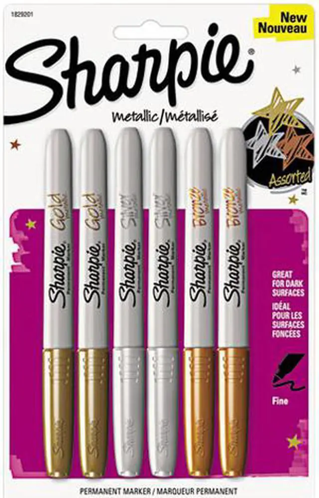 Main image of Metallic Permanent Markers, Assorted, 6/Pack