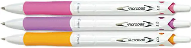 Main image of Acroball Pen, 0.7 mm, Black Ink, Pink, Purple, Orange Accented Barrels
