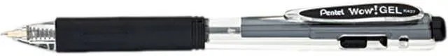 Main image of Pentel WOW! Retractable Gel Pen .7mm Trans Barrel Black Ink Dozen K437A