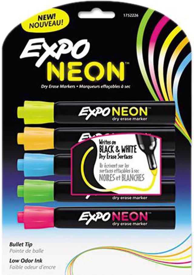  EXPO Neon Dry Erase Markers, Bullet Tip, Assorted Colors, 5  Count : Office Products