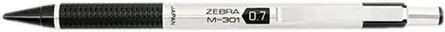 Main image of Zebra M-301 Mechanical Pencil 0.7 mm Stainless Steel w/Black Accents Barrel 54310