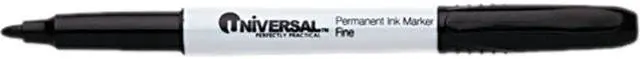 Main image of UNIVERSAL Pen Style Permanent Markers Fine Point Black Dozen 07071